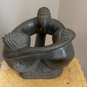 Handcrafted Stone Embrace Sculpture - Gray